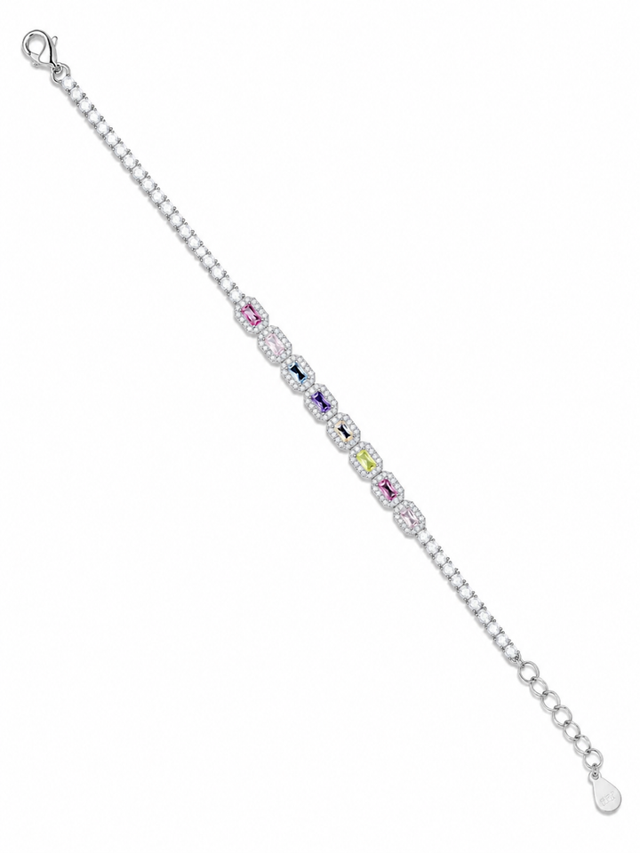 925 Sterling Silver Classic Tennis Bracelet - Silver Finish - front view