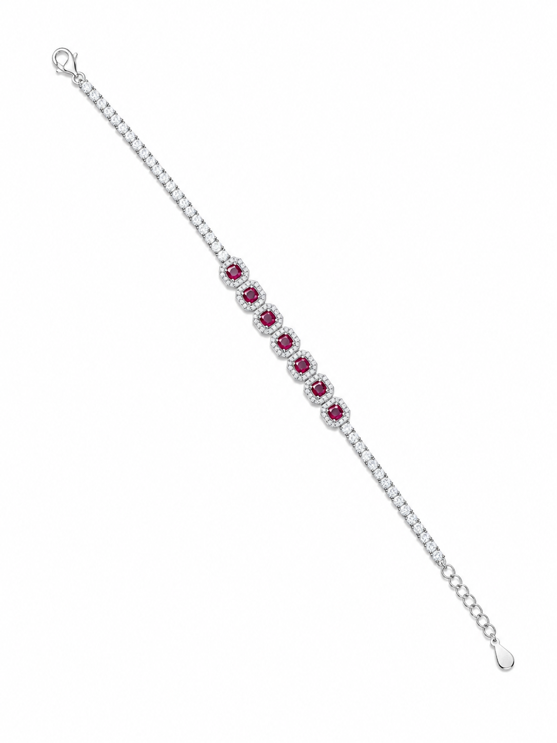 925 Sterling Silver Classic Tennis Bracelet - Silver Finish - front view