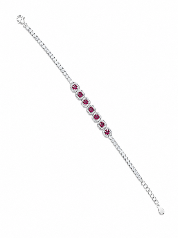 925 Sterling Silver Classic Tennis Bracelet - Silver Finish - front view