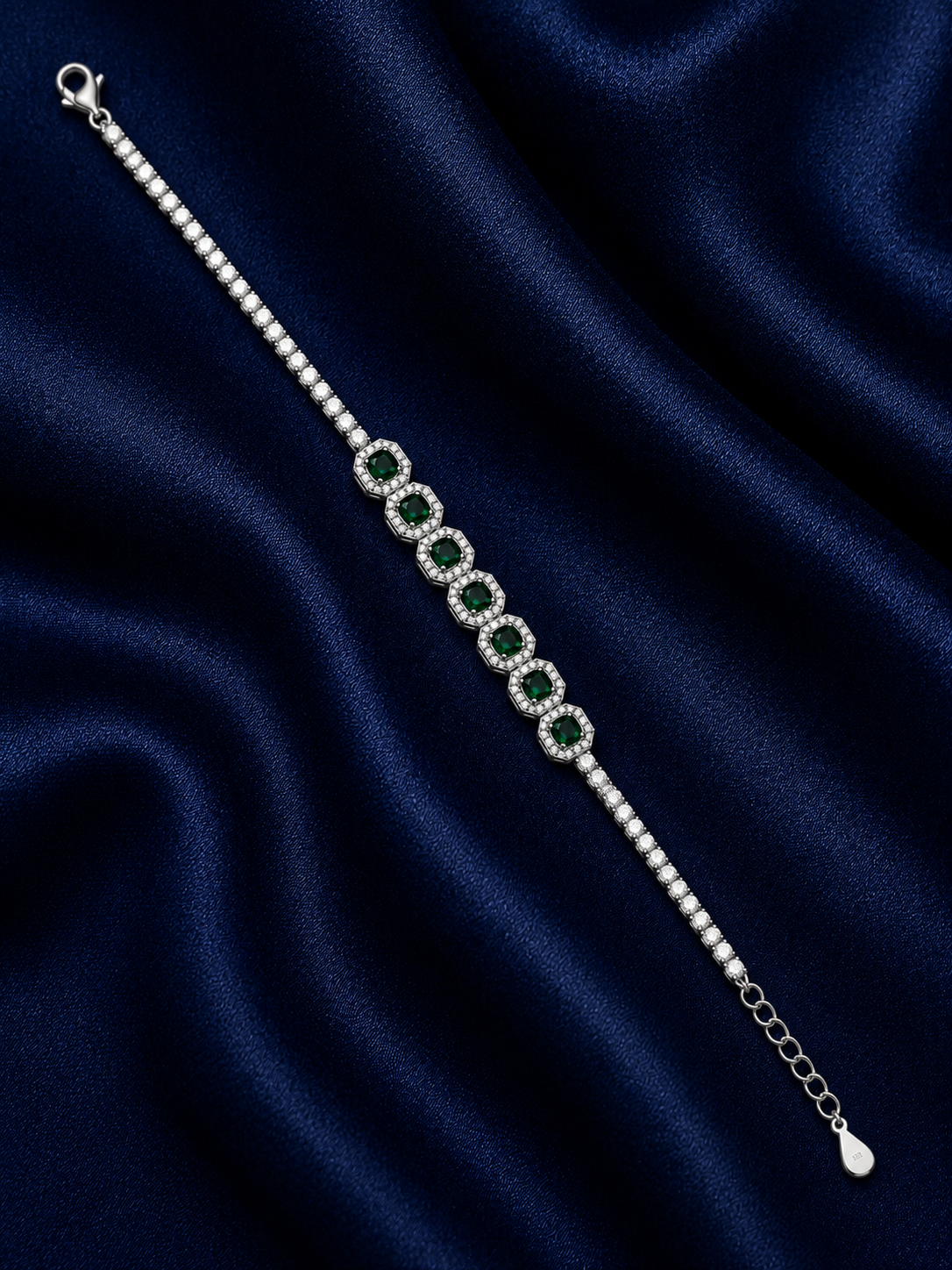 925 Sterling Silver Classic Tennis Bracelet - Silver Finish - front view