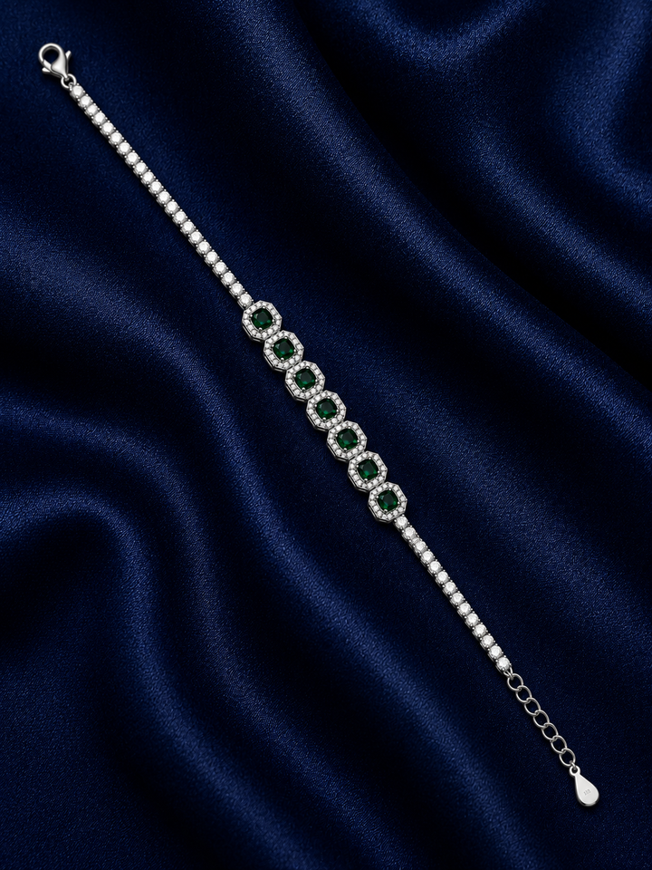 925 Sterling Silver Classic Tennis Bracelet - Silver Finish - front view
