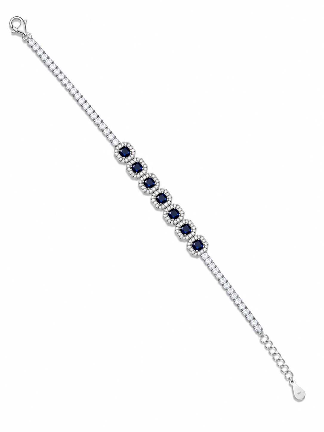 925 Sterling Silver Classic Tennis Bracelet - Silver Finish - front view