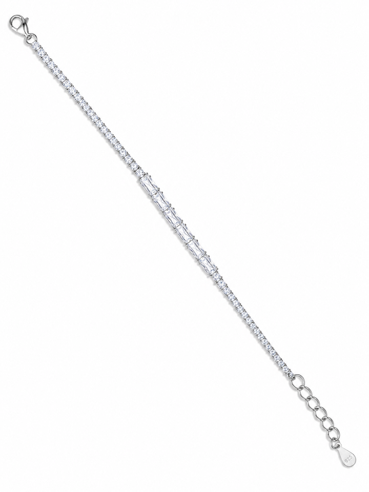 925 Sterling Silver Classic Tennis Bracelet - Silver Finish - front view