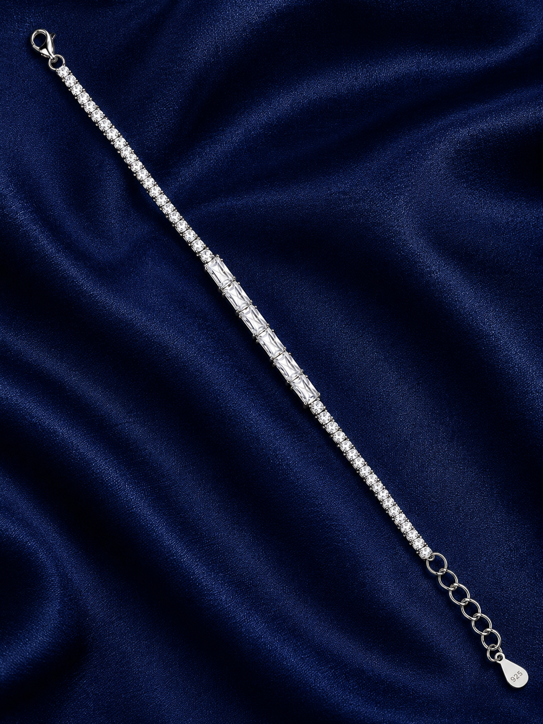 925 Sterling Silver Classic Tennis Bracelet - Silver Finish - alternate view