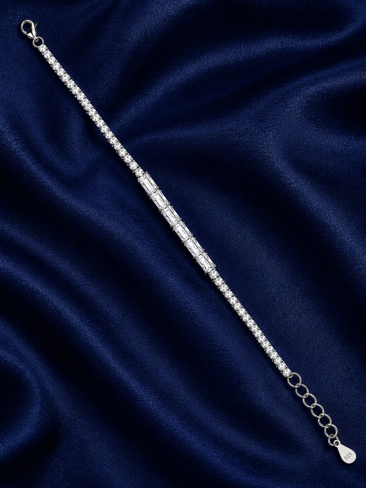 925 Sterling Silver Classic Tennis Bracelet - Silver Finish - alternate view