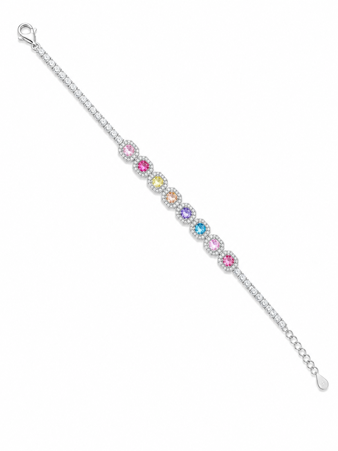 925 Sterling Silver Classic Tennis Bracelet - Silver Finish - front view