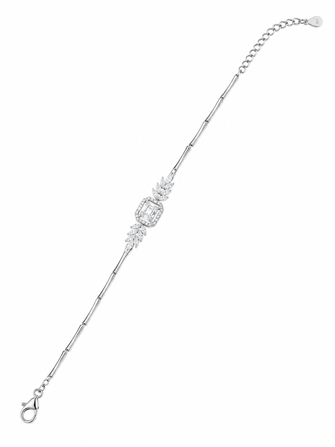 925 Sterling Silver Classic Tennis Bracelet - Silver Finish - front view