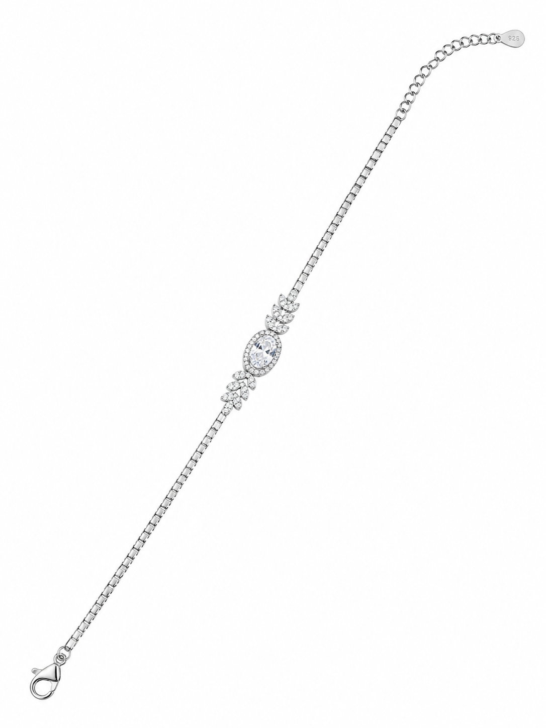 925 Sterling Silver Classic Tennis Bracelet - Silver Finish - front view