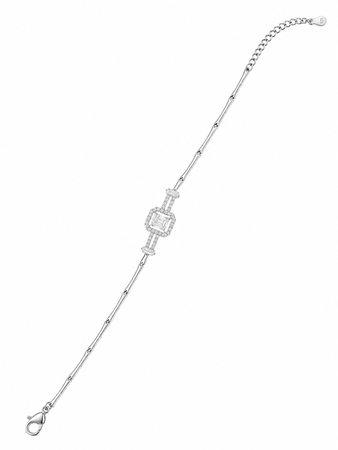 925 Sterling Silver Classic Tennis Bracelet - Silver Finish - front view