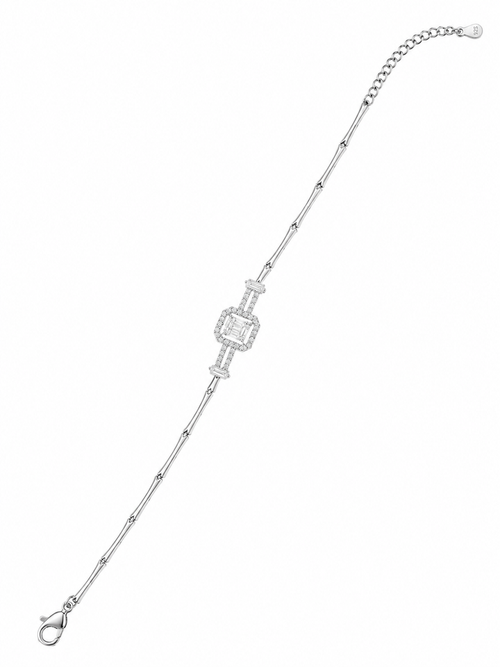 925 Sterling Silver Classic Tennis Bracelet - Silver Finish - front view