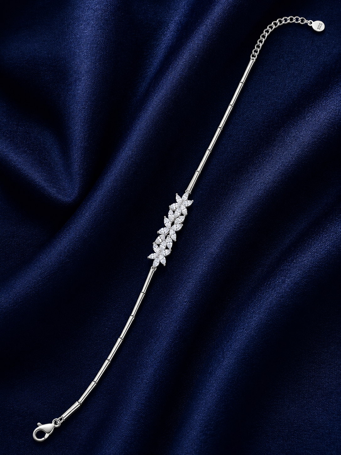 925 Sterling Silver Classic Tennis Bracelet - Silver Finish - front view