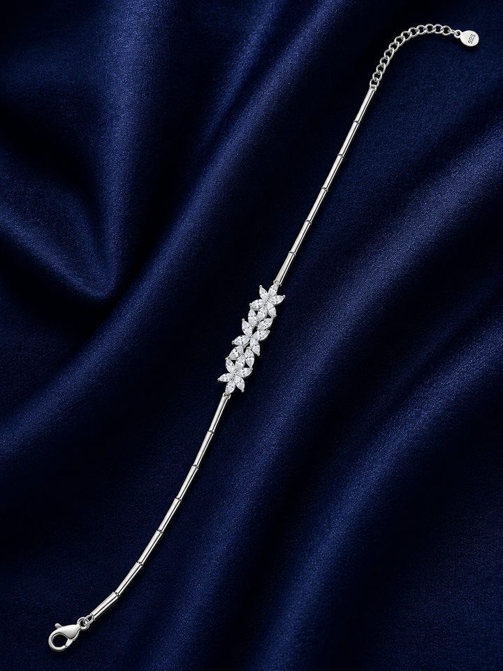 925 Sterling Silver Classic Tennis Bracelet - Silver Finish - front view