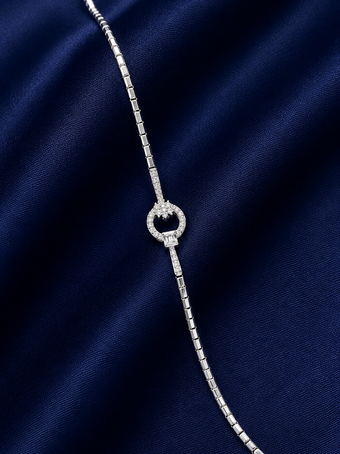 925 Sterling Silver Classic Tennis Bracelet - Silver Finish - front view