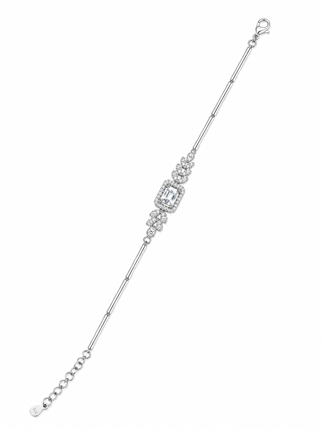 925 Sterling Silver Classic Tennis Bracelet - Silver Finish - front view