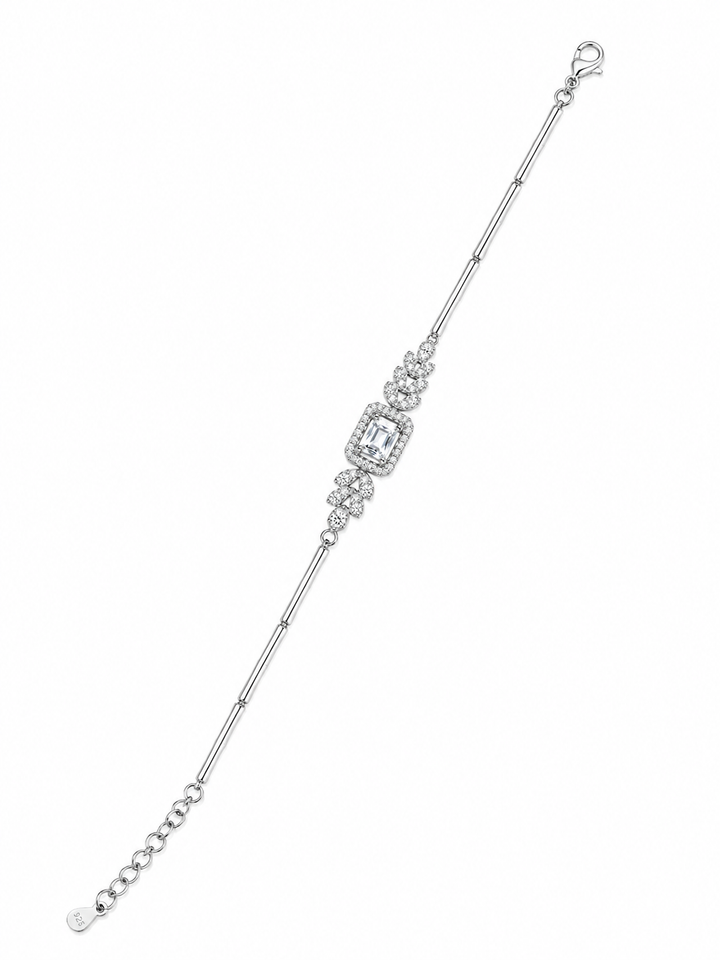 925 Sterling Silver Classic Tennis Bracelet - Silver Finish - front view