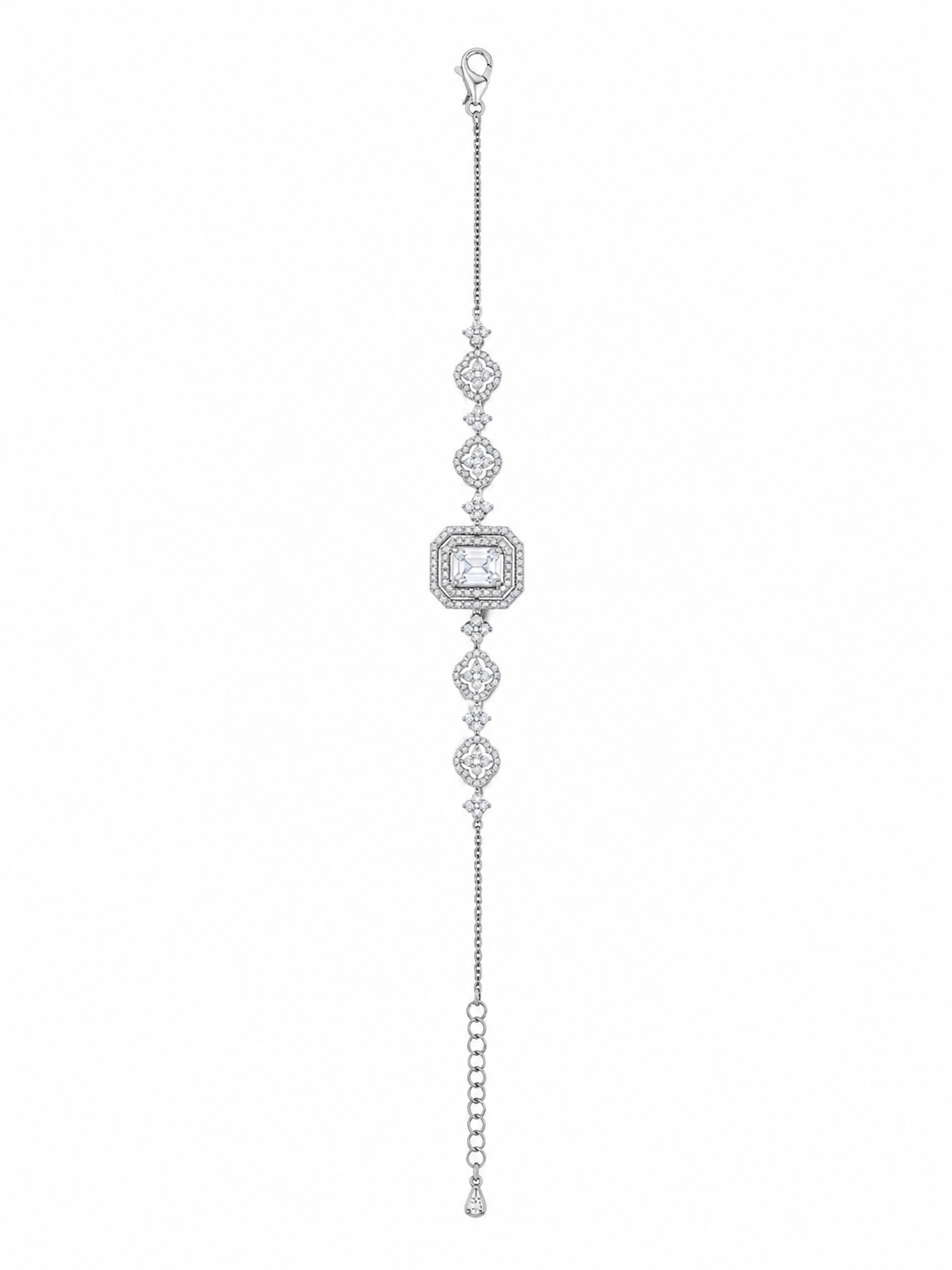 925 Sterling Silver Classic Tennis Bracelet - Silver Finish - front view