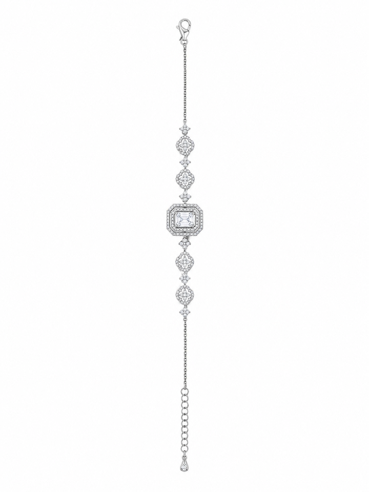 925 Sterling Silver Classic Tennis Bracelet - Silver Finish - front view