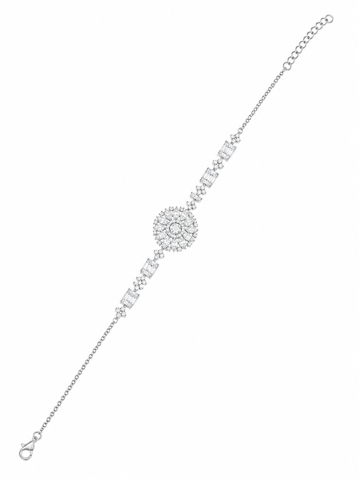 925 Sterling Silver Classic Tennis Bracelet - Silver Finish - front view