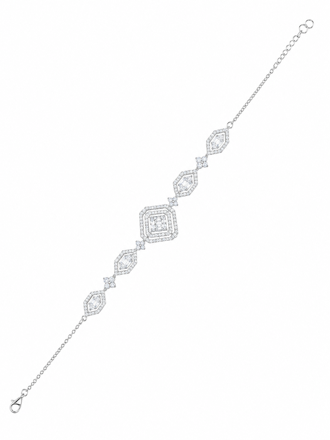 925 Sterling Silver Classic Tennis Bracelet - Silver Finish - front view