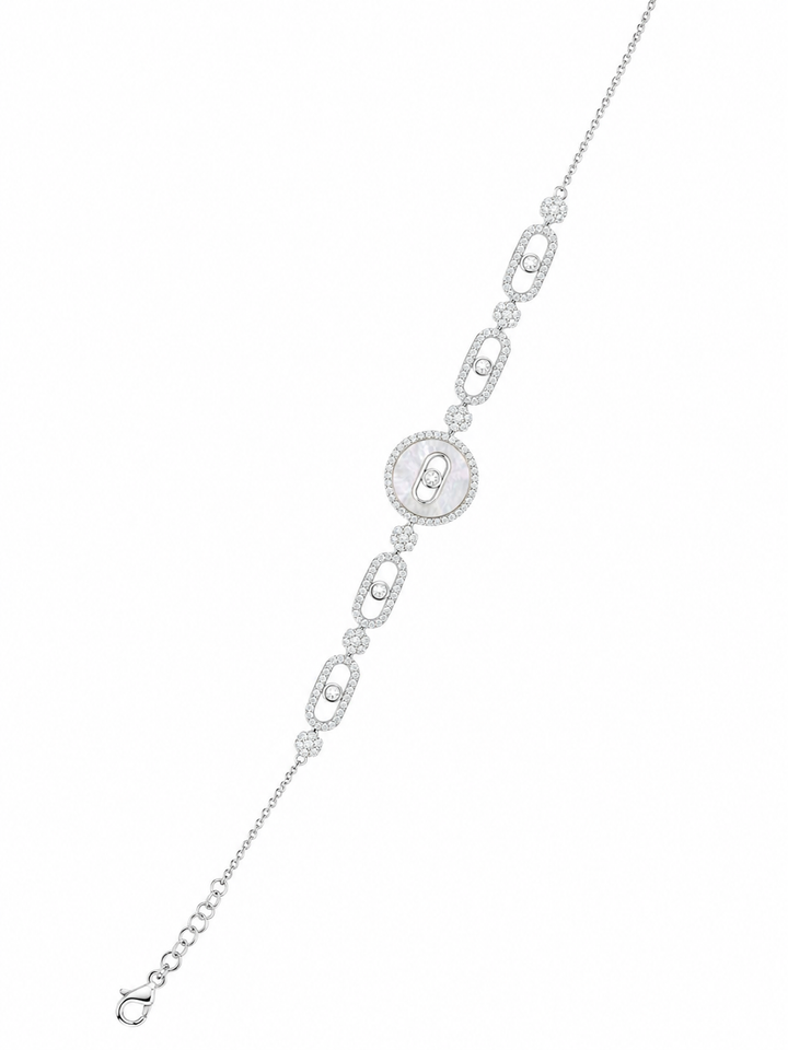 925 Sterling Silver Classic Tennis Bracelet - Silver Finish - front view