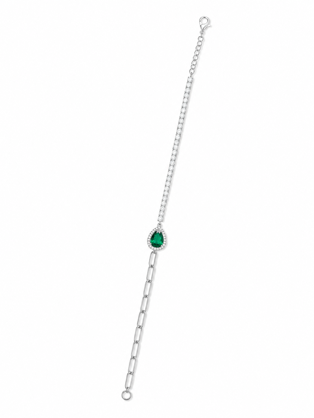 925 Sterling Silver Classic Tennis Bracelet - Silver Finish - front view