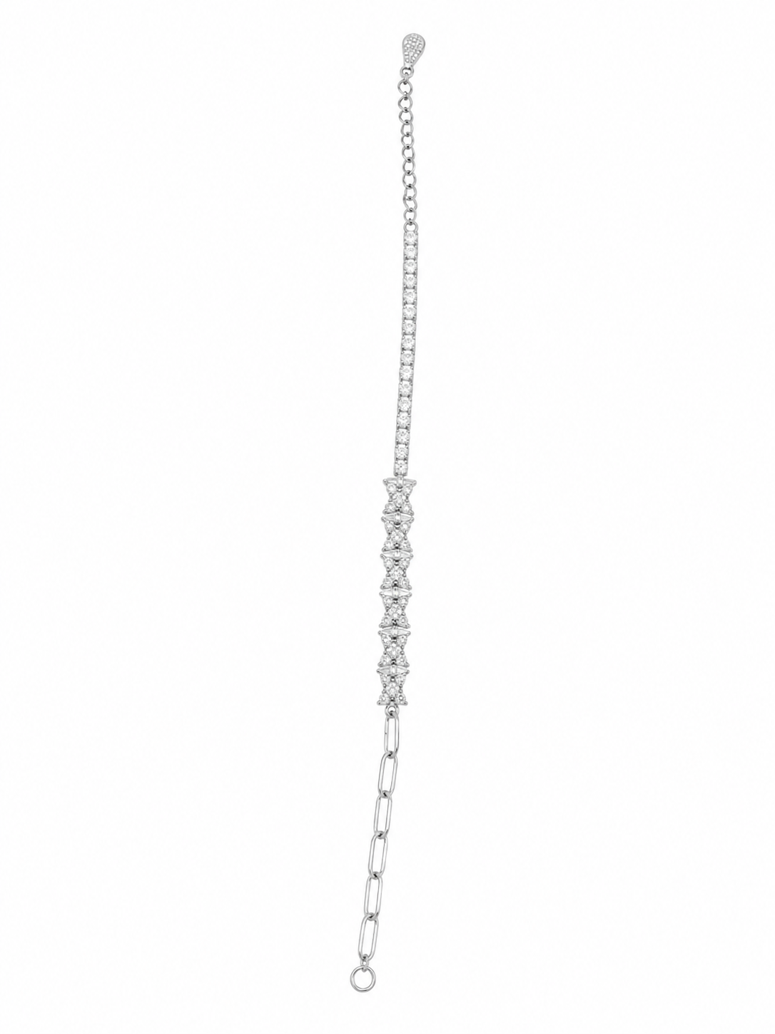 925 Sterling Silver Classic Tennis Bracelet - Silver Finish - front view