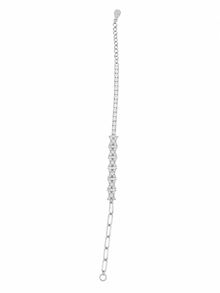 925 Sterling Silver Classic Tennis Bracelet - Silver Finish - front view