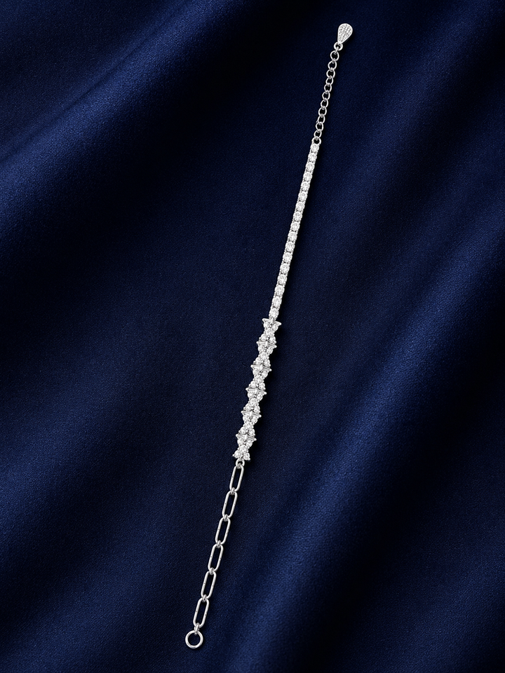 925 Sterling Silver Classic Tennis Bracelet - Silver Finish - alternate view