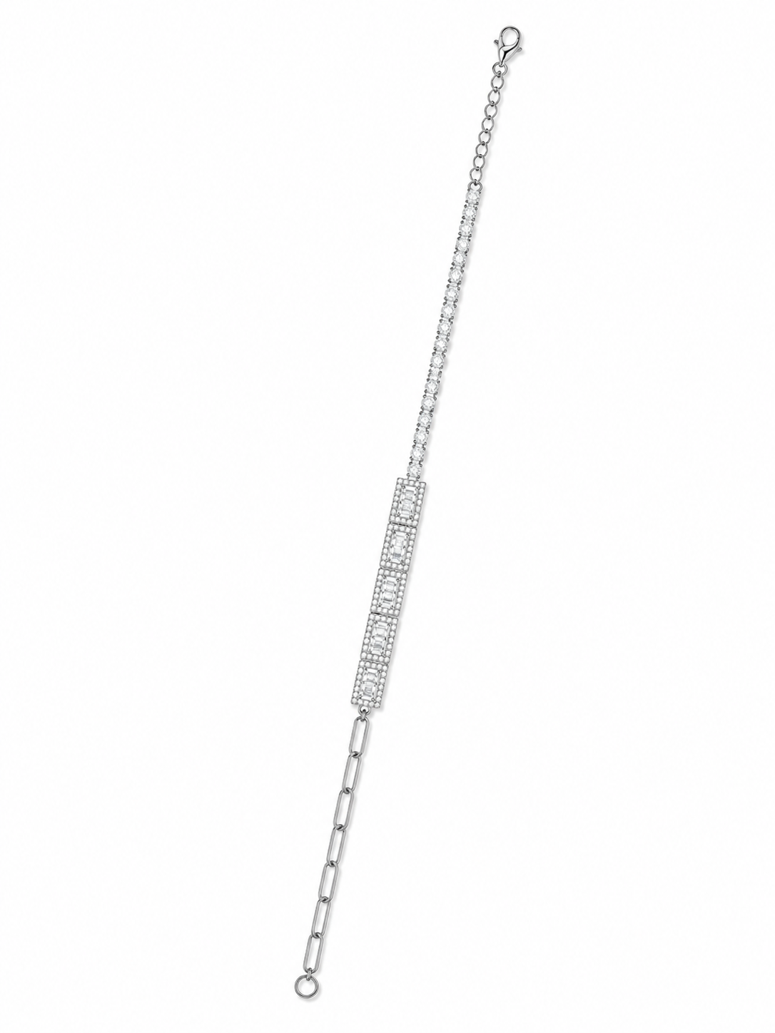 925 Sterling Silver Classic Tennis Bracelet - Silver Finish - front view