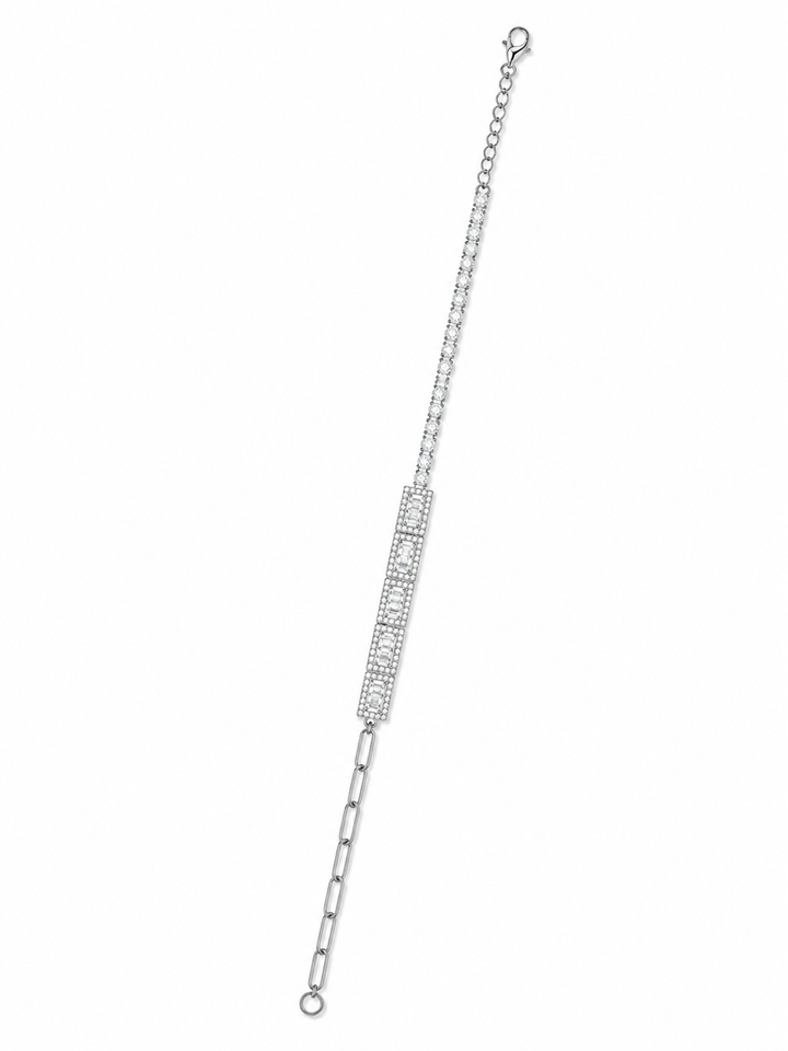 925 Sterling Silver Classic Tennis Bracelet - Silver Finish - front view