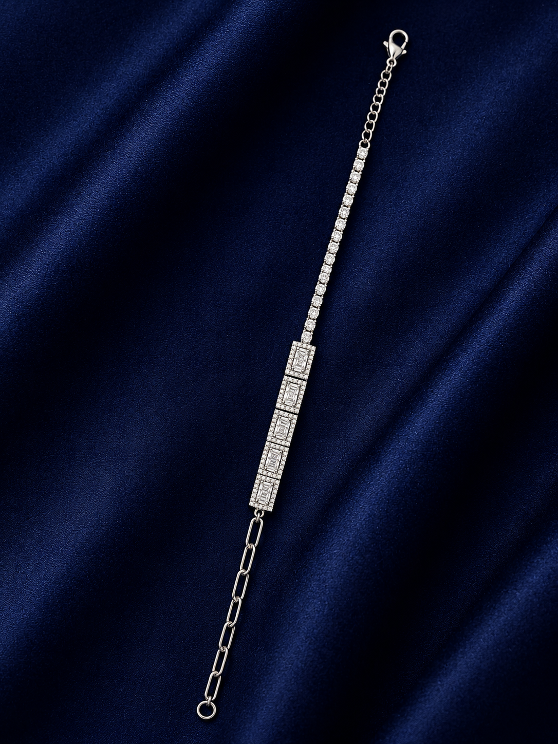 925 Sterling Silver Classic Tennis Bracelet - Silver Finish - alternate view