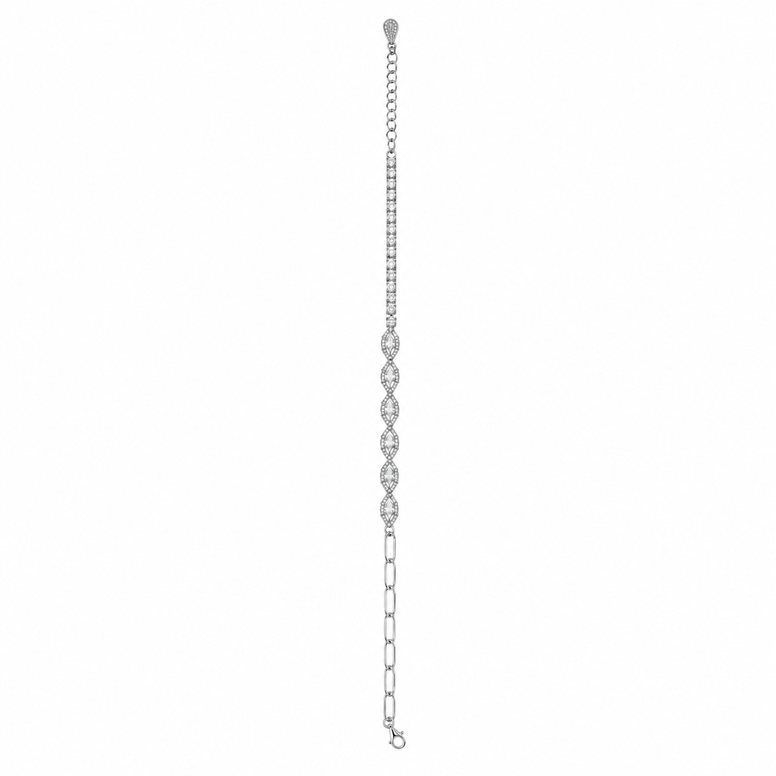 925 Sterling Silver Classic Tennis Bracelet - Silver Finish - front view
