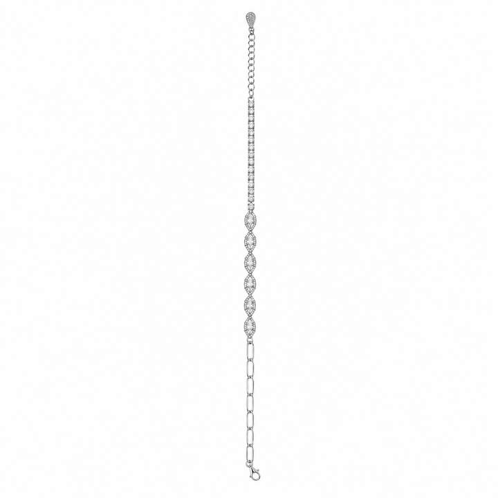 925 Sterling Silver Classic Tennis Bracelet - Silver Finish - front view