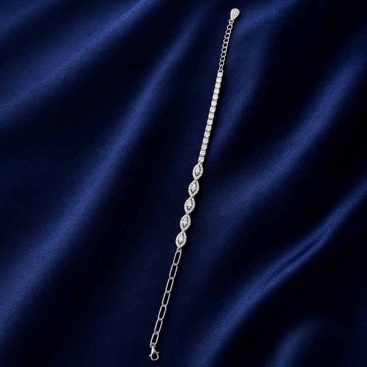 925 Sterling Silver Classic Tennis Bracelet - Silver Finish - alternate view