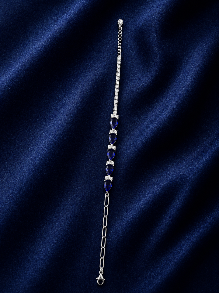 925 Sterling Silver Classic Tennis Bracelet - Silver Finish - front view