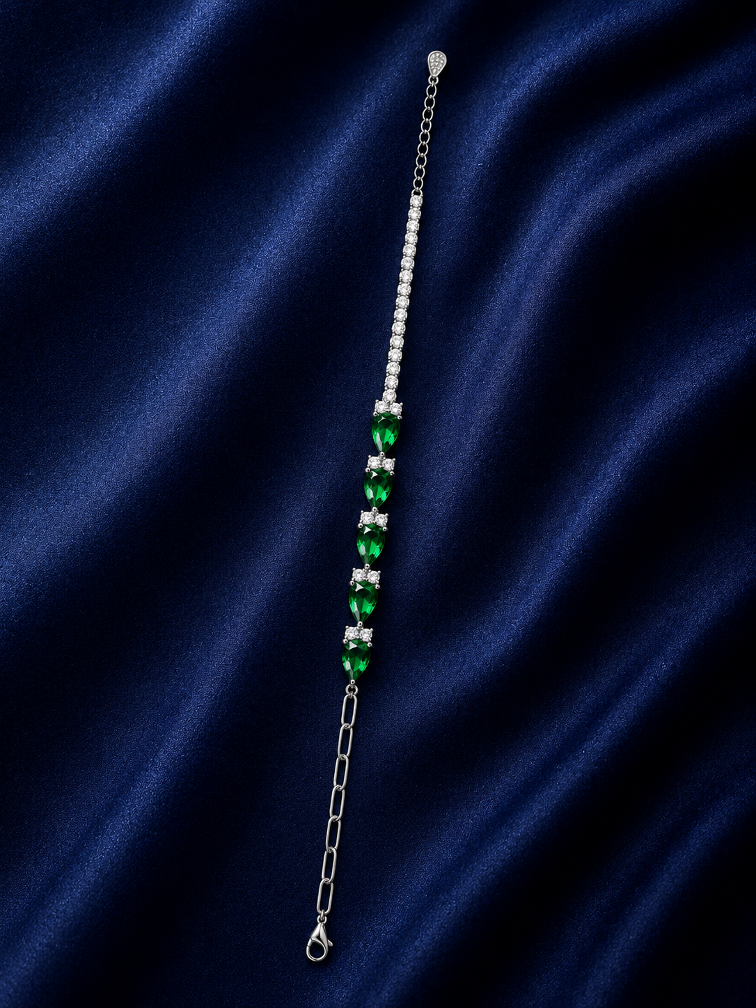 925 Sterling Silver Classic Tennis Bracelet - Silver Finish - front view