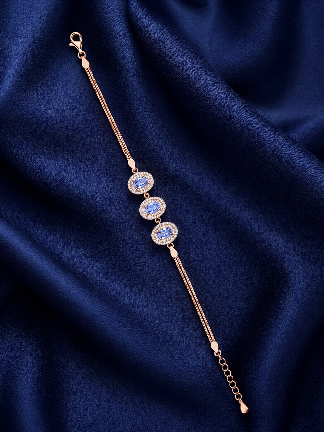 925 Sterling Silver Classic Tennis Bracelet - Rose Gold Finish - front view