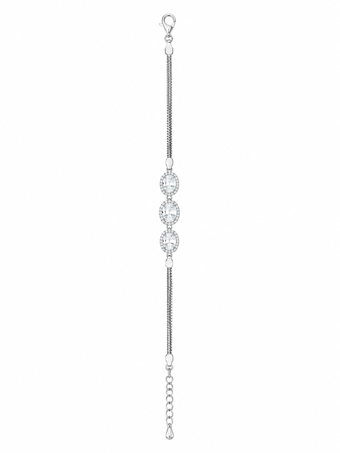 925 Sterling Silver Classic Tennis Bracelet - Silver Finish - front view