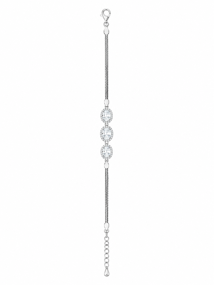 925 Sterling Silver Classic Tennis Bracelet - Silver Finish - front view