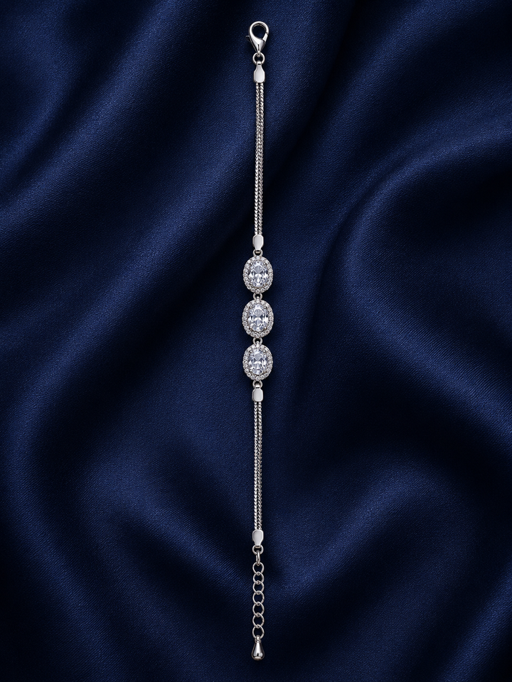 925 Sterling Silver Classic Tennis Bracelet - Silver Finish - alternate view