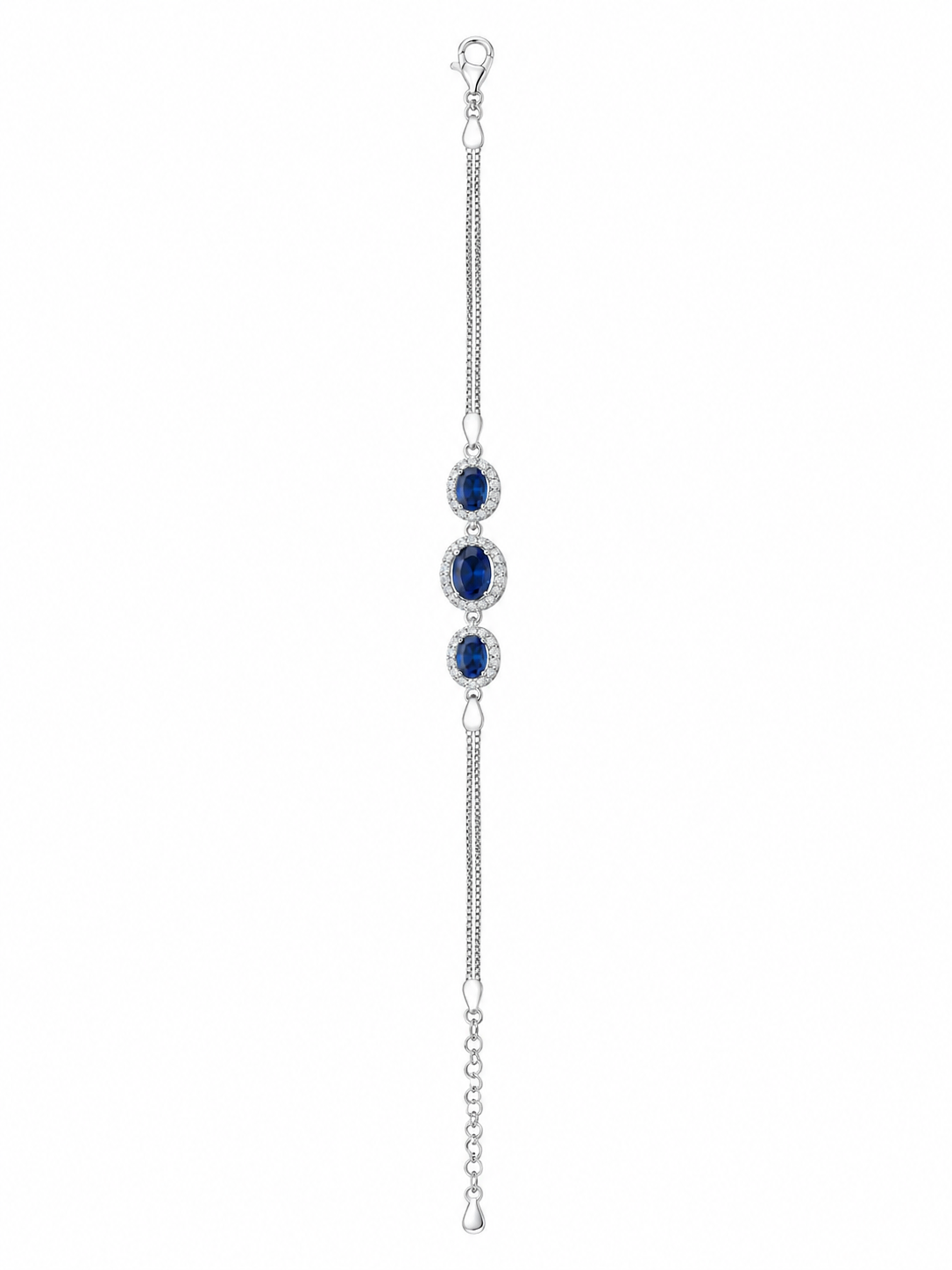 925 Sterling Silver Blue Bracelet - Silver Finish - front view
