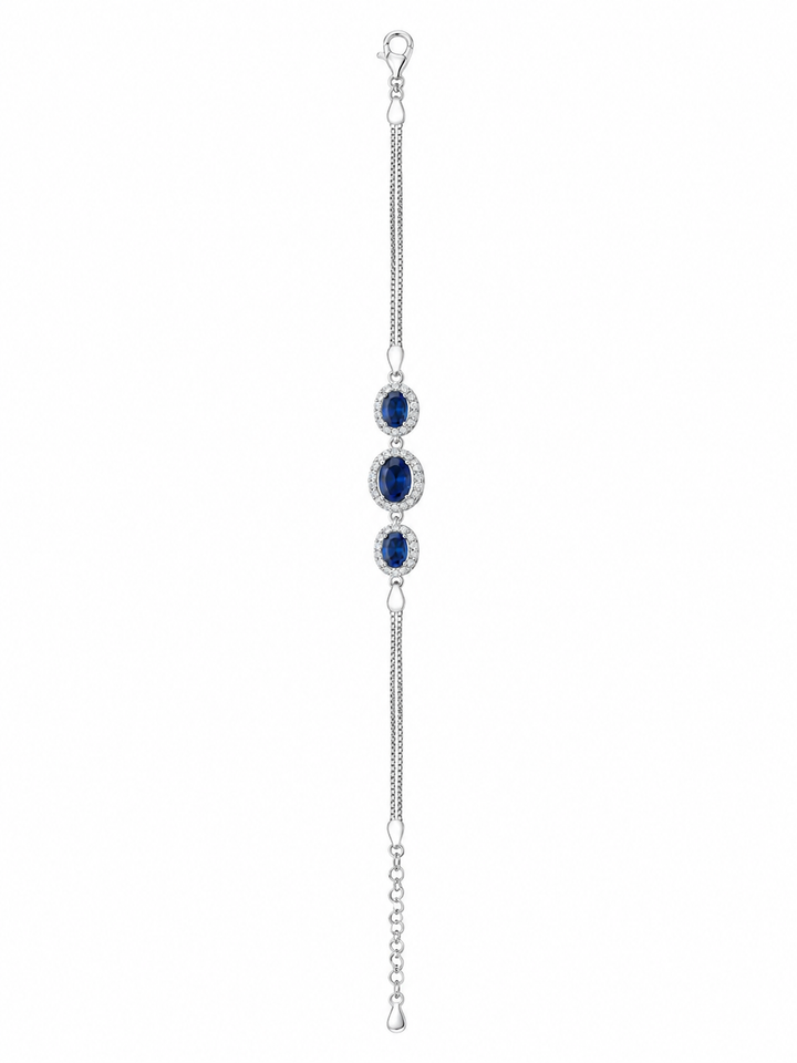 925 Sterling Silver Blue Bracelet - Silver Finish - front view
