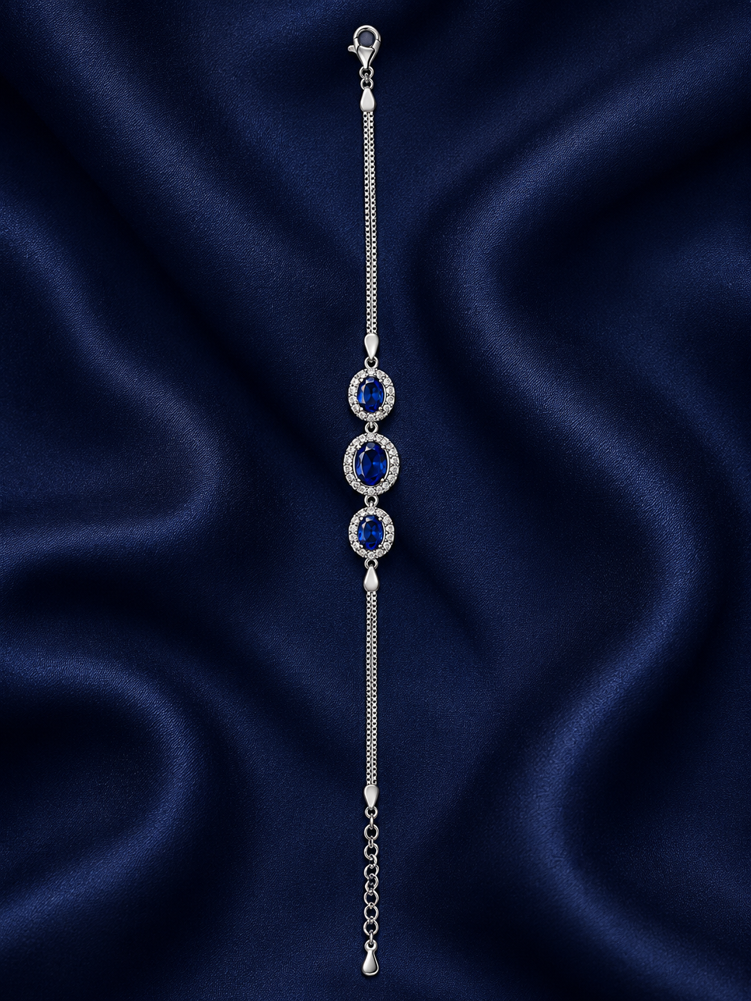 925 Sterling Silver Blue Bracelet - Silver Finish - alternate view