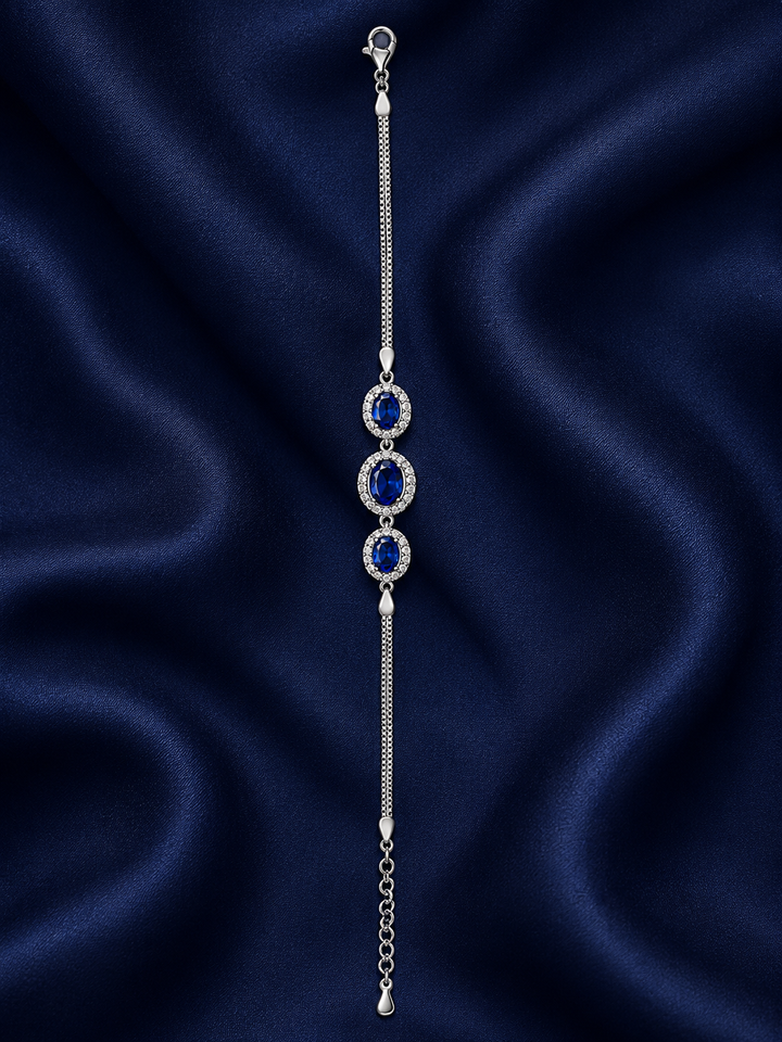 925 Sterling Silver Blue Bracelet - Silver Finish - alternate view
