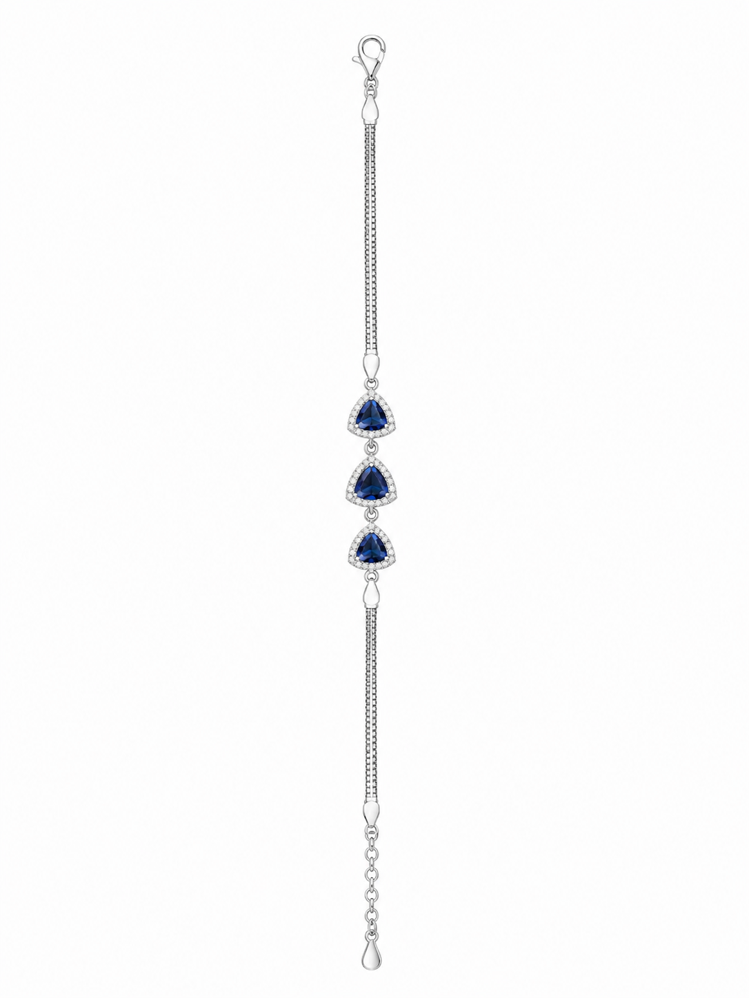 925 Sterling Silver Blue Bracelet - Silver Finish - front view