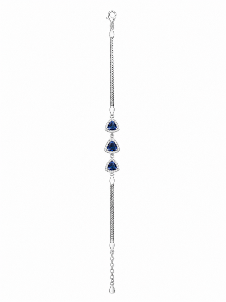 925 Sterling Silver Blue Bracelet - Silver Finish - front view