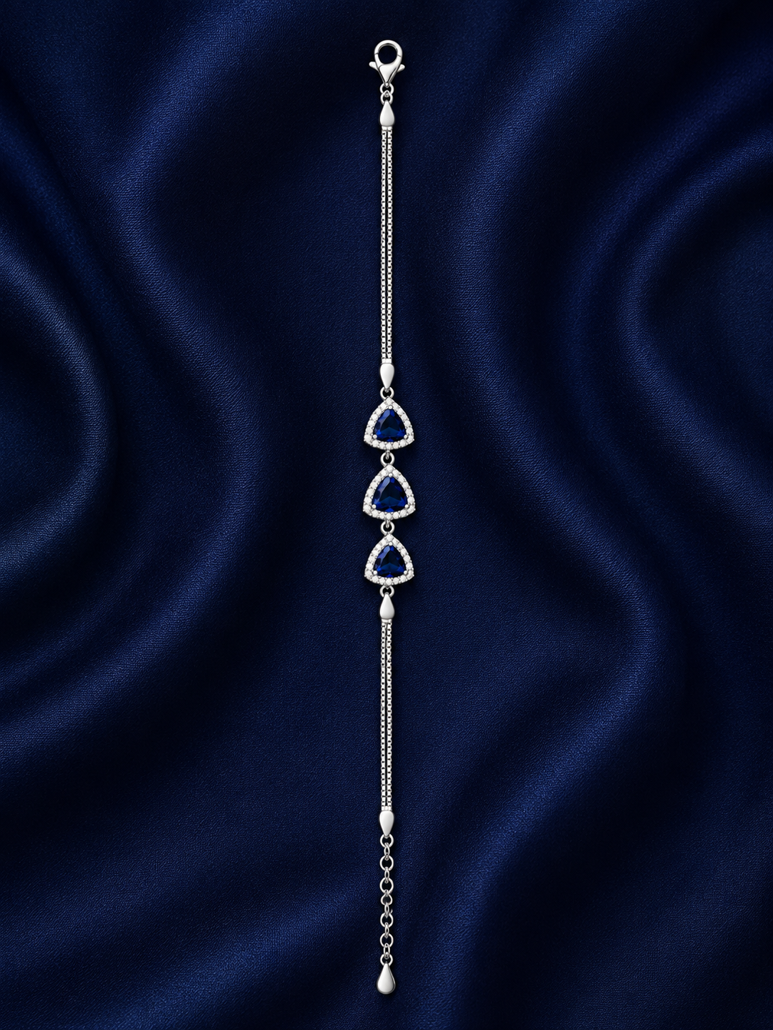 925 Sterling Silver Blue Bracelet - Silver Finish - alternate view