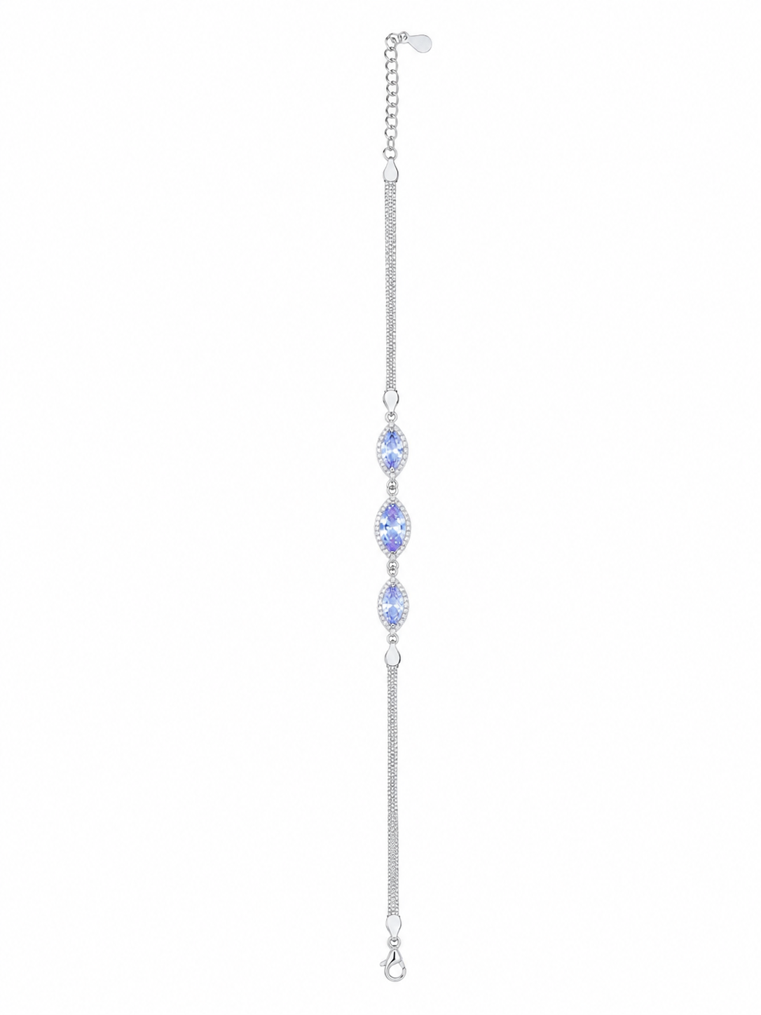 925 Sterling Silver Purple Bracelet - Silver Finish - front view