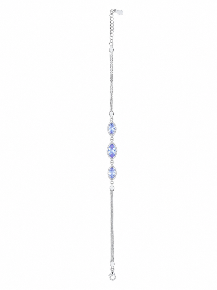 925 Sterling Silver Purple Bracelet - Silver Finish - front view