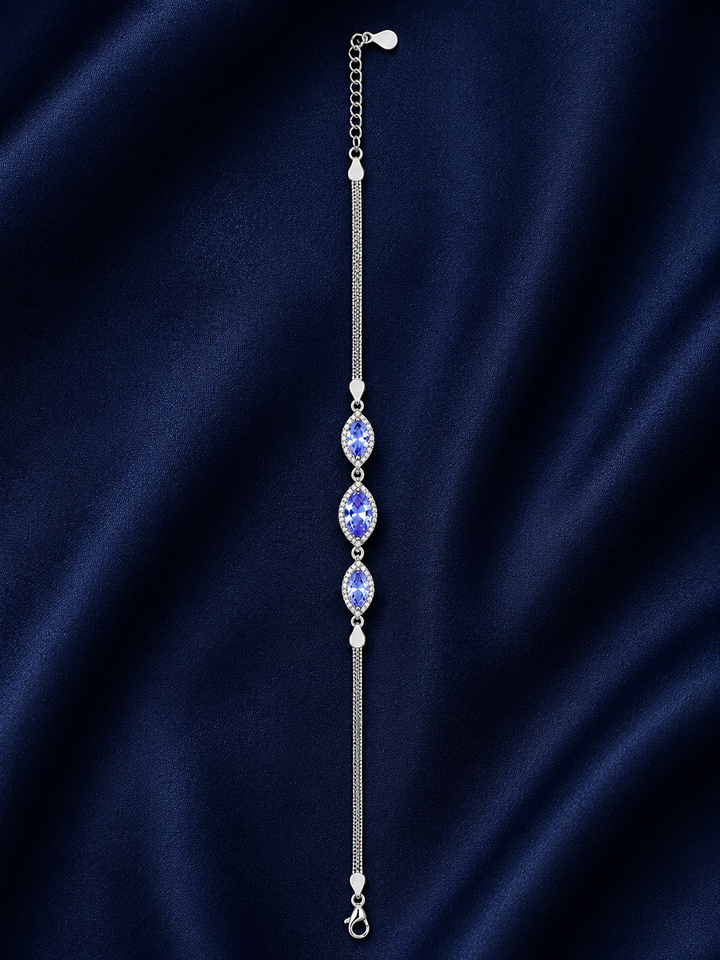 925 Sterling Silver Purple Bracelet - Silver Finish - alternate view